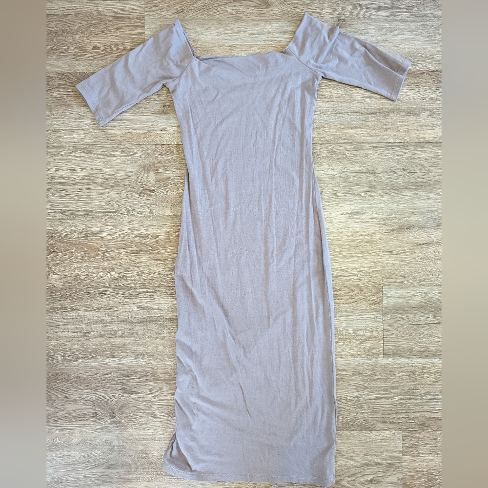 Chico Beige Bodycon Off Shoulder Softgirl Party Dress Size S